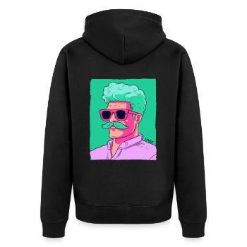 Der coole Sommerpapa ist der beste Papa - Unisex Premium Bio Zip Hoodie - Schwarz - Hinten - Nico (187cm)