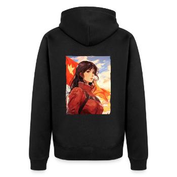 Beauty Propaganda: Socialist Girls - Unisex Premium Organic Zip Hoodie - black - Back - Nico (187cm)