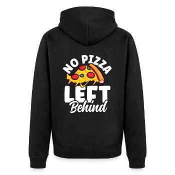 No Pizza Left Behind - Unisex Premium Bio Zip Hoodie - Schwarz - Hinten - Nico (187cm)