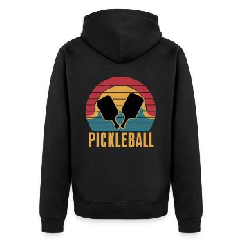 Pickleball für einen Pickleballspieler - Unisex Premium Bio Zip Hoodie - Schwarz - Hinten - Nico (187cm)