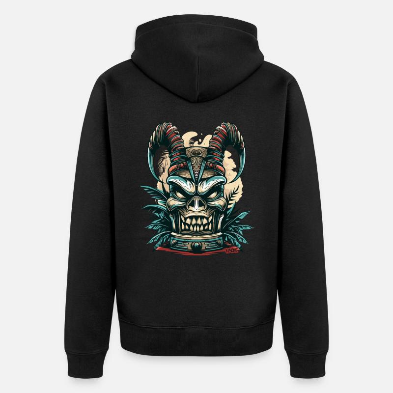 Tiki du diable d’Hawaï - Veste à capuche bio Premium Unisexe - noir