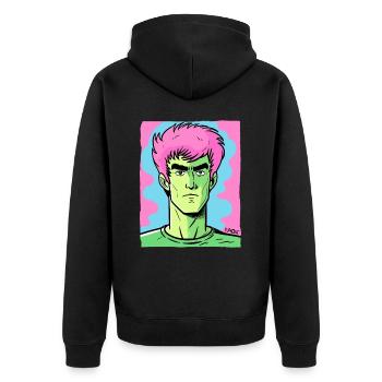 Couleurs vives : Lee le karaté Bruce - Veste à capuche bio Premium Unisexe - noir - Dos - Nico (187cm)