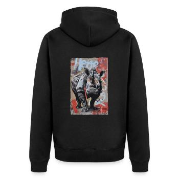 Street Art : Graffiti Rhino Nashorn - Veste à capuche bio Premium Unisexe - noir - Dos - Nico (187cm)