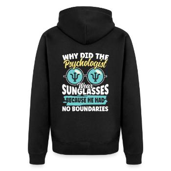 Why did the Psychologist wear Sunglasses - Unisex Premium Bio Zip Hoodie - Schwarz - Hinten - Nico (187cm)