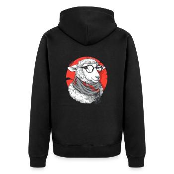 The Cunning Sheep - Unisex Premium Organic Zip Hoodie - black - Back - Nico (187cm)