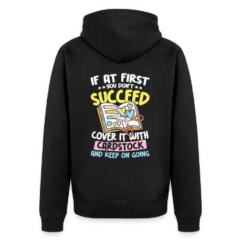 Cover it with cardstock and keep on going - Unisex Premium Bio Zip Hoodie - Schwarz - Hinten - Nico (187cm)