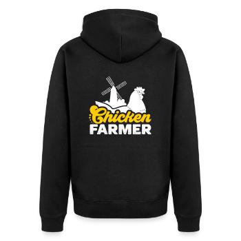 Chicken Farmer - Unisex Premium Organic Zip Hoodie - black - Back - Nico (187cm)