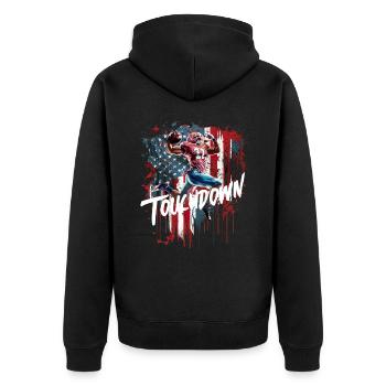 Touchdown Football Spieler Amerikanische Flagge - Unisex Premium Bio Zip Hoodie - Schwarz - Hinten - Nico (187cm)