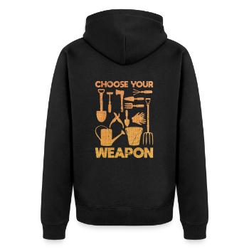 Wählen Sie Ihre Tools - Unisex Premium Bio Zip Hoodie - Schwarz - Hinten - Nico (187cm)