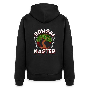 Bonsai Master - Unisex Premium Organic Zip Hoodie - black - Back - Nico (187cm)