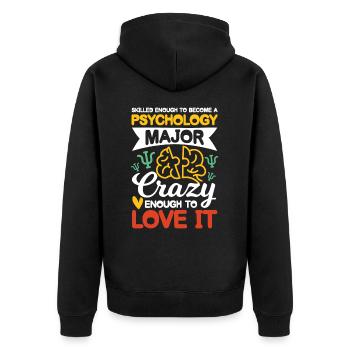 Skilled Enough to Become a Psychology Major - Unisex Premium Bio Zip Hoodie - Schwarz - Hinten - Nico (187cm)