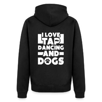 J’adore les claquettes et les chiens - Veste à capuche bio Premium Unisexe - noir - Dos - Nico (187cm)