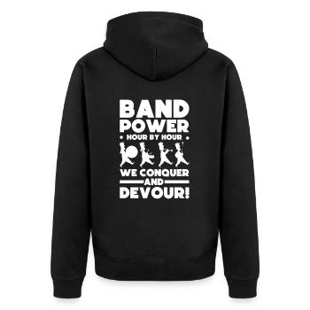 Band Power Stunde Um Stunde Erobern Und - Unisex Premium Bio Zip Hoodie - Schwarz - Hinten - Nico (187cm)