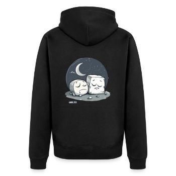 Cute Sleepy Tofu and the Moon - Unisex Premium Organic Zip Hoodie - black - Back - Nico (187cm)