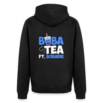 Boba Tea Ft. Bobadie - Unisex Premium Organic Zip Hoodie - black - Back - Nico (187cm)