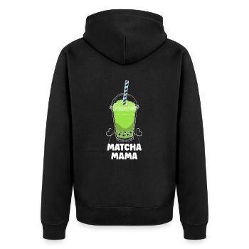 Matcha Mama - Unisex Premium Organic Zip Hoodie - black - Back - Nico (187cm)