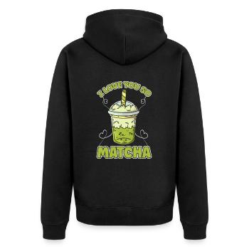 I Love You So Matcha - Unisex Premium Organic Zip Hoodie - black - Back - Nico (187cm)
