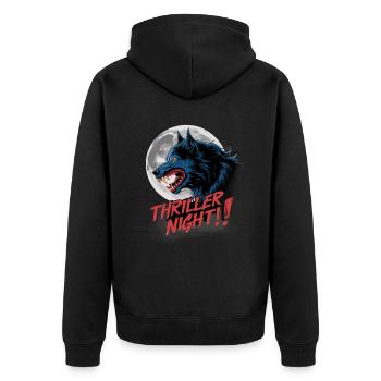 Thriller Nacht der Werwölfe und Mondscheinheulen - Unisex Premium Bio Zip Hoodie - Schwarz - Hinten - Nico (187cm)