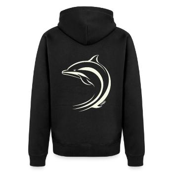 Dauphin minimal - Veste à capuche bio Premium Unisexe - noir - Dos - Nico (187cm)