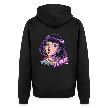 Coquine fille d’anime riche - Veste à capuche bio Premium Unisexe - noir - Dos - Nico (187cm)