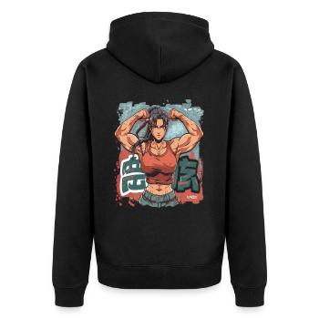 Full Power: Muscular Bodybuilding Girl - Unisex Premium Organic Zip Hoodie - black - Back - Nico (187cm)