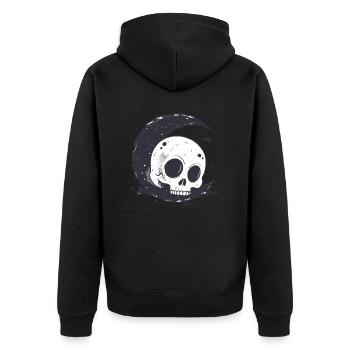Sleeping skull skull on the moon - Unisex Premium Organic Zip Hoodie - black - Back - Nico (187cm)