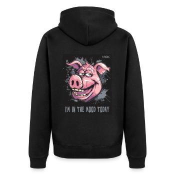in the mood today, seductive pig - Unisex Premium Organic Zip Hoodie - black - Back - Nico (187cm)