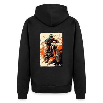 Moto Bike: Motocross Biker - Unisex Premium Bio Zip Hoodie - Schwarz - Hinten - Nico (187cm)
