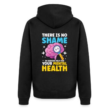 No Shame In Seeking Help For Your Mental Health - Unisex Premium Bio Zip Hoodie - Schwarz - Hinten - Nico (187cm)