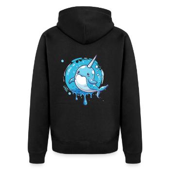 Funny Cute Unicorn Narwhal - Unisex Premium Organic Zip Hoodie - black - Back - Nico (187cm)
