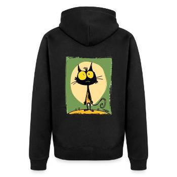 The Funniest Funny Cartoon Cat - Unisex Premium Organic Zip Hoodie - black - Back - Nico (187cm)