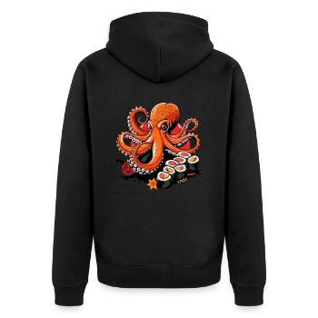 Lustige japanische Oktopus Sushi - Unisex Premium Bio Zip Hoodie - Schwarz - Hinten - Nico (187cm)