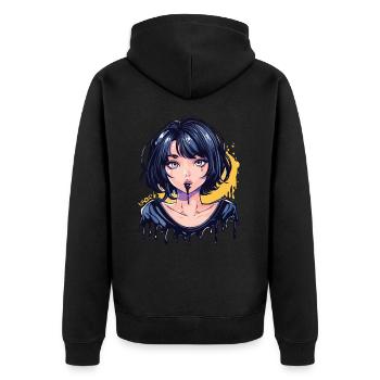 Inks Drop Anime Girl - Unisex Premium Organic Zip Hoodie - black - Back - Nico (187cm)