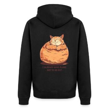 A very chubby, fat cat with a plan - Unisex Premium Organic Zip Hoodie - black - Back - Nico (187cm)