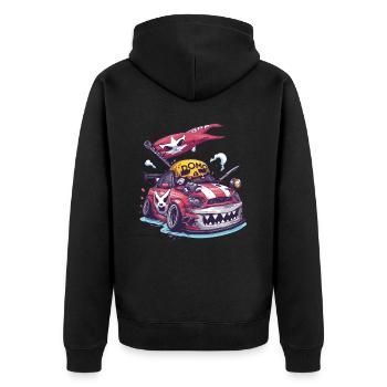 Dessin animé robuste JDM Pirate Street Racer - Veste à capuche bio Premium Unisexe - noir - Dos - Nico (187cm)
