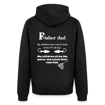 Fisher Dad - Papa Pêche - Aller à la pêche - Papa - Veste à capuche bio Premium Unisexe - noir - Dos - Nico (187cm)