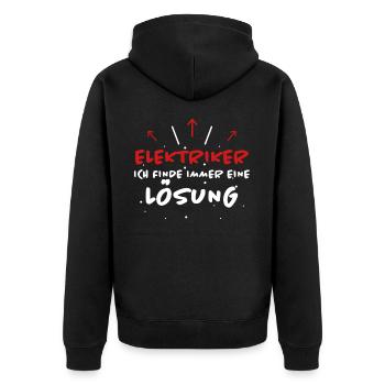 Elektriker Spruch Job Lustiges Elektriker Geschenk - Unisex Premium Bio Zip Hoodie - Schwarz - Hinten - Nico (187cm)