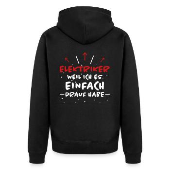 Elektriker Spruch Job Lustiges Elektriker Geschenk - Unisex Premium Bio Zip Hoodie - Schwarz - Hinten - Nico (187cm)