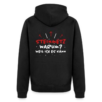Steinmetz Spruch Beruf Lustiges Steinmetz Geschenk - Unisex Premium Bio Zip Hoodie - Schwarz - Hinten - Nico (187cm)