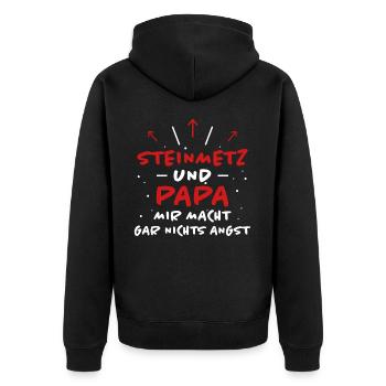 Steinmetz Spruch Beruf Lustiges Steinmetz Geschenk - Unisex Premium Bio Zip Hoodie - Schwarz - Hinten - Nico (187cm)