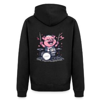 Little Piggy : Batterie de batteur - Veste à capuche bio Premium Unisexe - noir - Dos - Nico (187cm)