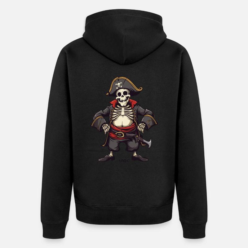 Méfiez-vous du gros pirate squelette - Veste à capuche bio Premium Unisexe - noir