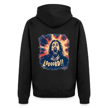 Jesus calls on the Lord, O Lord God! - Unisex Premium Organic Zip Hoodie - black - Back - Nico (187cm)