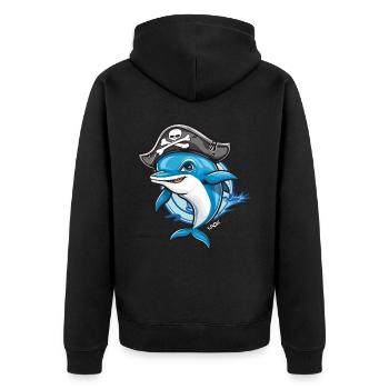 Pirate dauphin de dessin animé - Veste à capuche bio Premium Unisexe - noir - Dos - Nico (187cm)