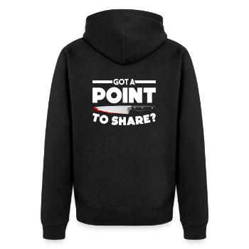 I have a point to share - Unisex Premium Organic Zip Hoodie - black - Back - Nico (187cm)