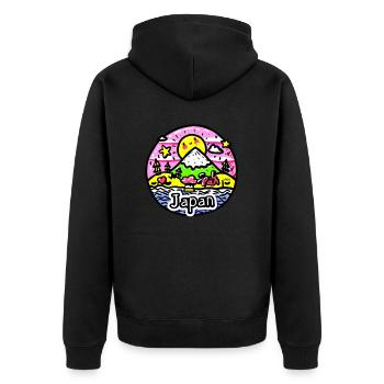 Child drawing of happy Japan - Unisex Premium Organic Zip Hoodie - black - Back - Nico (187cm)