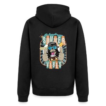 Gorilla Affe Sommer Eiscreme Sommer Vibes - Unisex Premium Bio Zip Hoodie - Schwarz - Hinten - Nico (187cm)