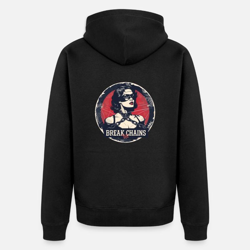 Checker : Brisez les chaînes - Veste à capuche bio Premium Unisexe - noir