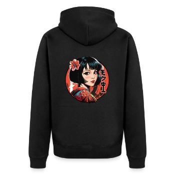 Kimono japonais : JDM Anime Geisha Girl - Veste à capuche bio Premium Unisexe - noir - Dos - Nico (187cm)