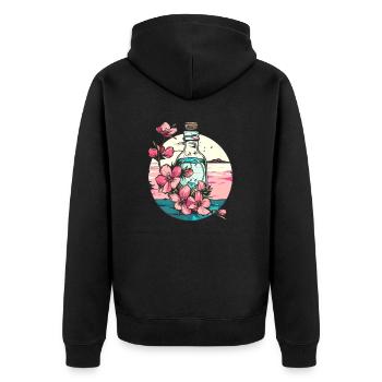 Pink Flowers: Beautiful Nature in a Bottle - Unisex Premium Organic Zip Hoodie - black - Back - Nico (187cm)